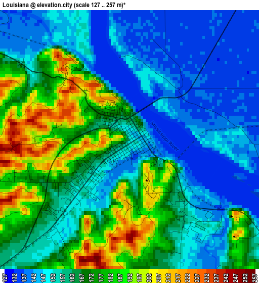 Louisiana elevation map