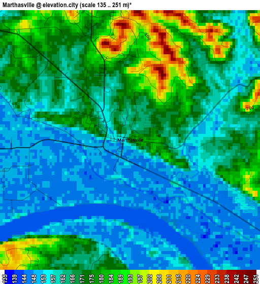 Marthasville elevation map