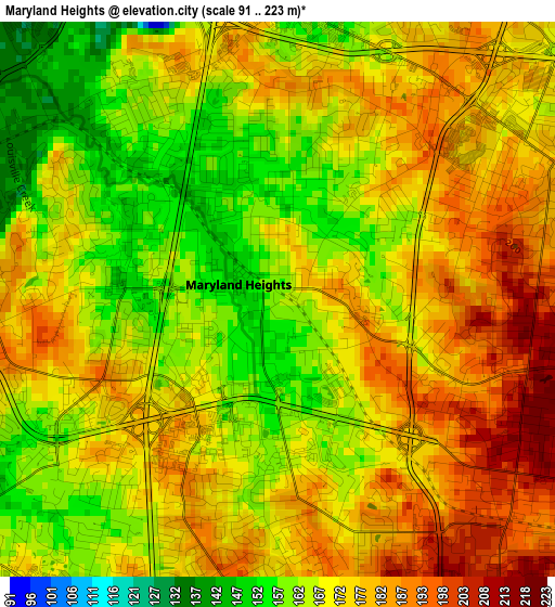 Maryland Heights elevation map