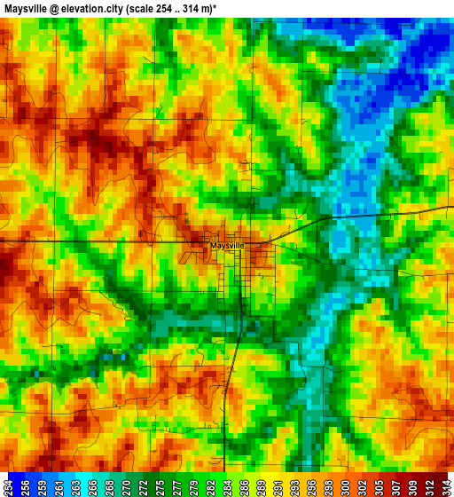 Maysville elevation map