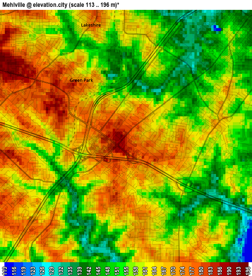 Mehlville elevation map