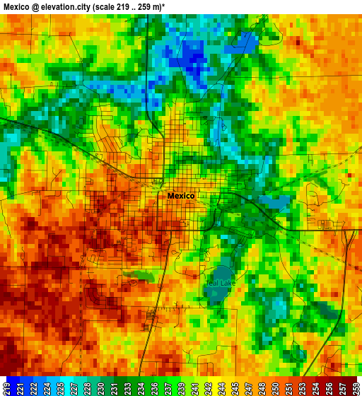 Mexico elevation map