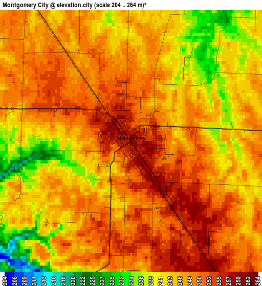 Montgomery City elevation map