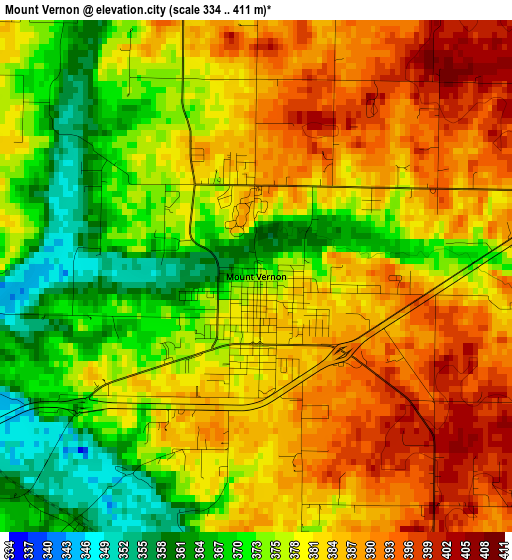 Mount Vernon elevation map