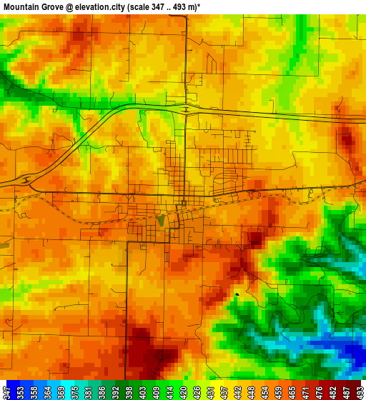 Mountain Grove elevation map