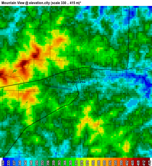 Mountain View elevation map