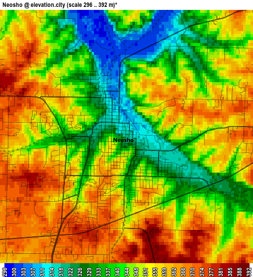 Neosho elevation map