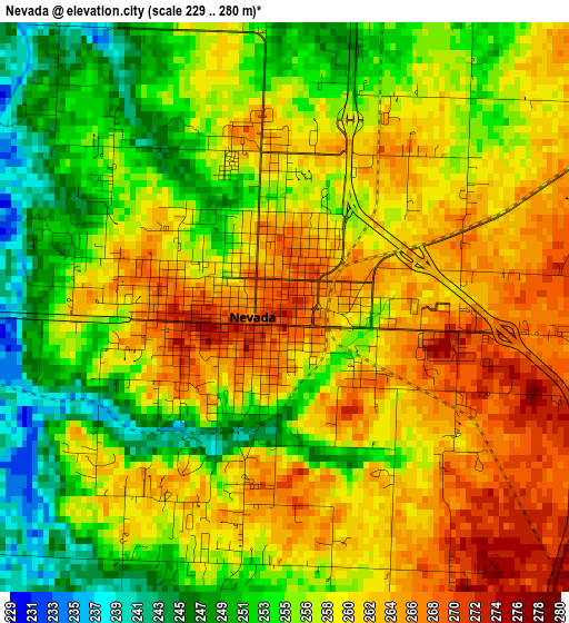 Nevada elevation map