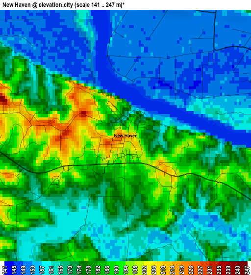 New Haven elevation map