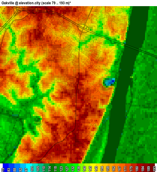 Oakville elevation map