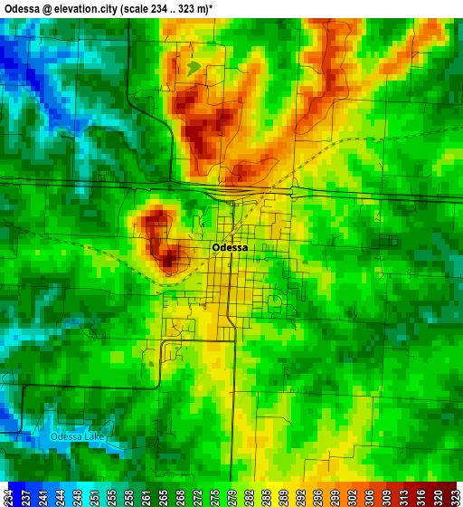 Odessa elevation map