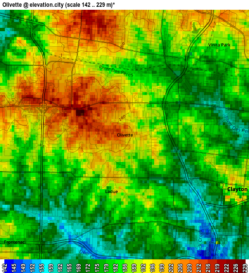 Olivette elevation map