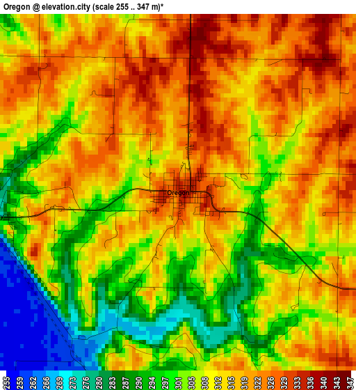 Oregon elevation map