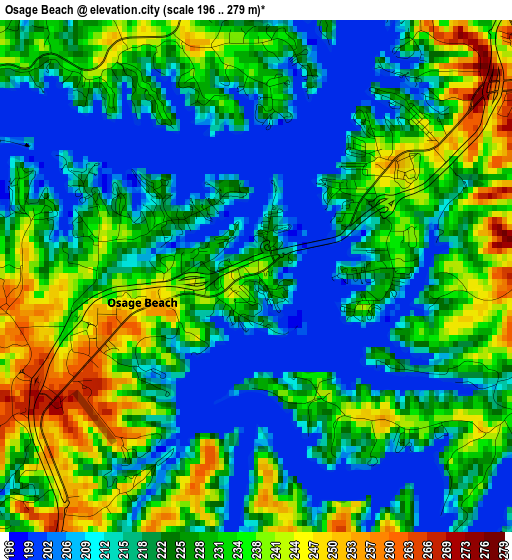 Osage Beach elevation map