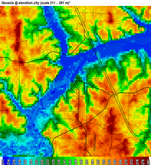 Osceola elevation map