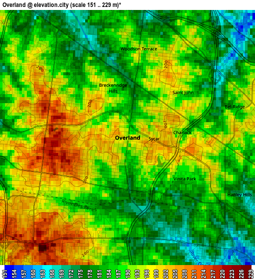 Overland elevation map