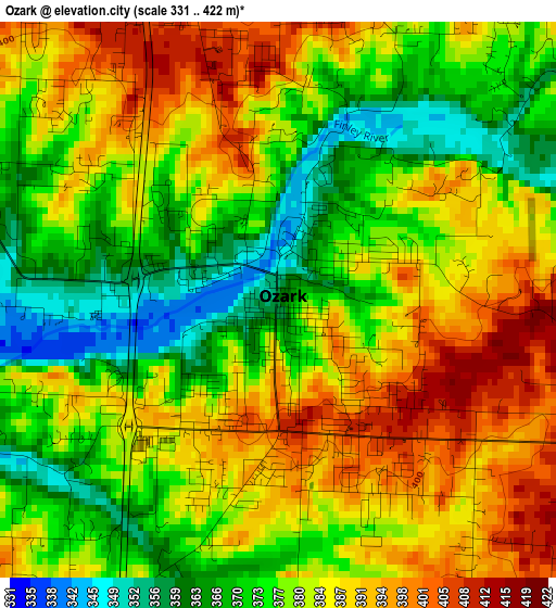 Ozark elevation map