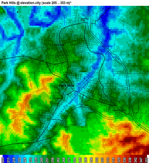 Park Hills elevation map