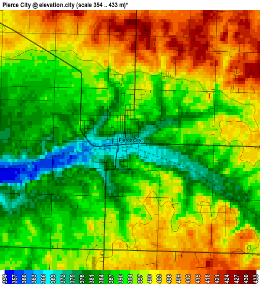 Pierce City elevation map