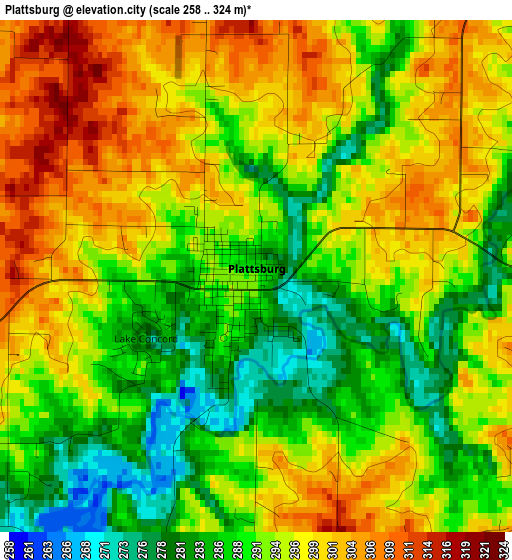 Plattsburg elevation map