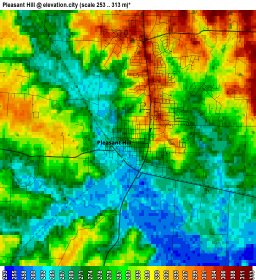 Pleasant Hill elevation map