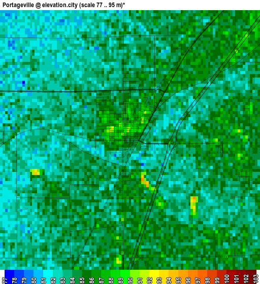 Portageville elevation map