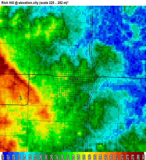 Rich Hill elevation map