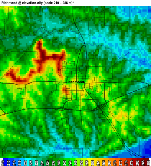 Richmond elevation map