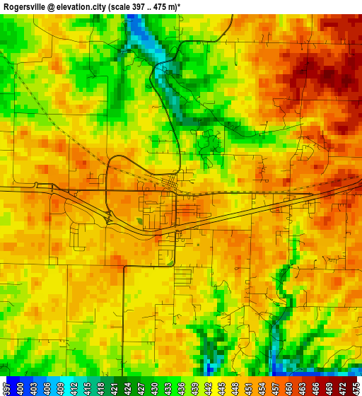 Rogersville elevation map