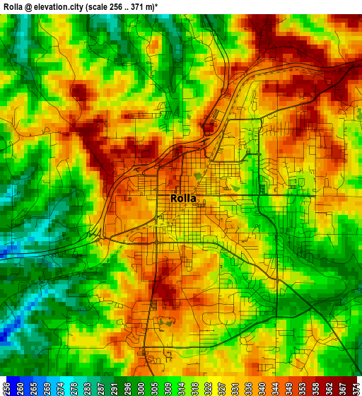 Rolla elevation map