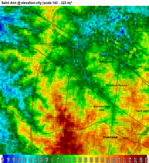 Saint Ann elevation map