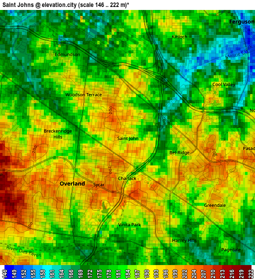 Saint Johns elevation map