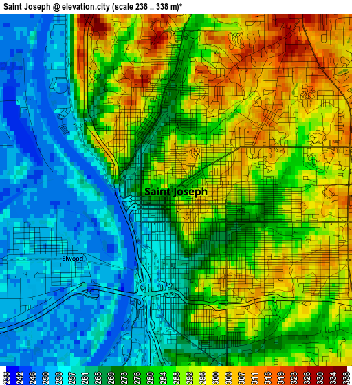 Saint Joseph elevation map