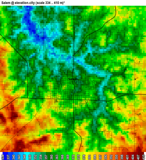 Salem elevation map