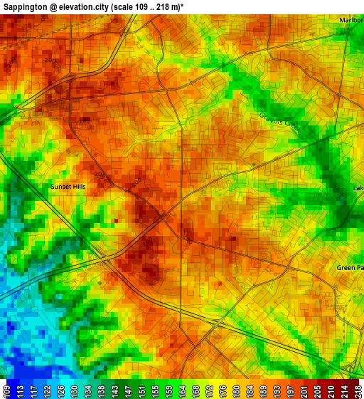 Sappington elevation map