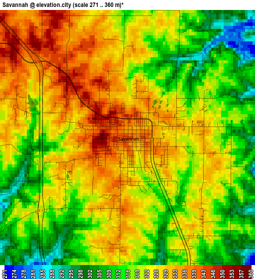 Savannah elevation map