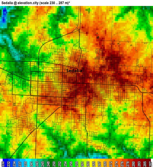 Sedalia elevation map