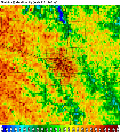 Shelbina elevation map