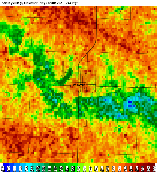 Shelbyville elevation map