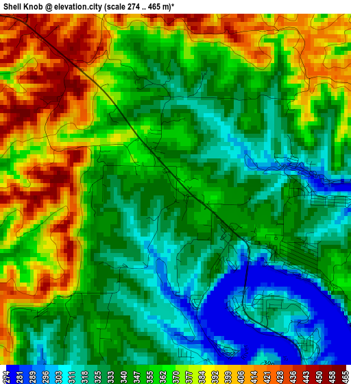 Shell Knob elevation map