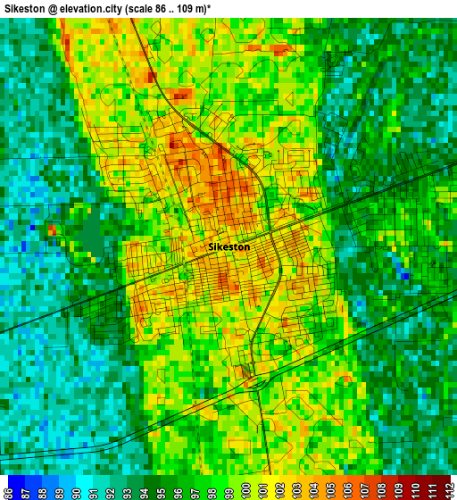 Sikeston elevation map