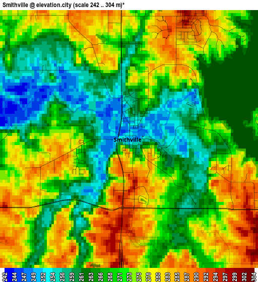 Smithville elevation map