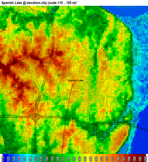 Spanish Lake elevation map