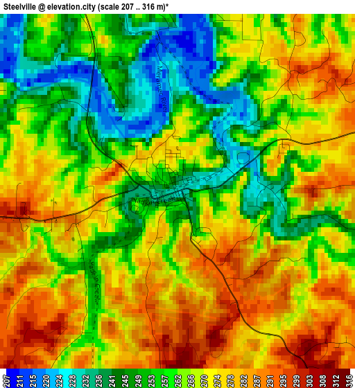 Steelville elevation map