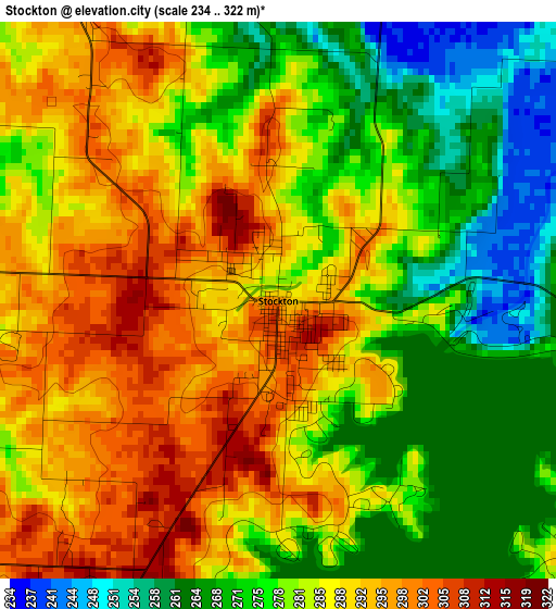 Stockton elevation map