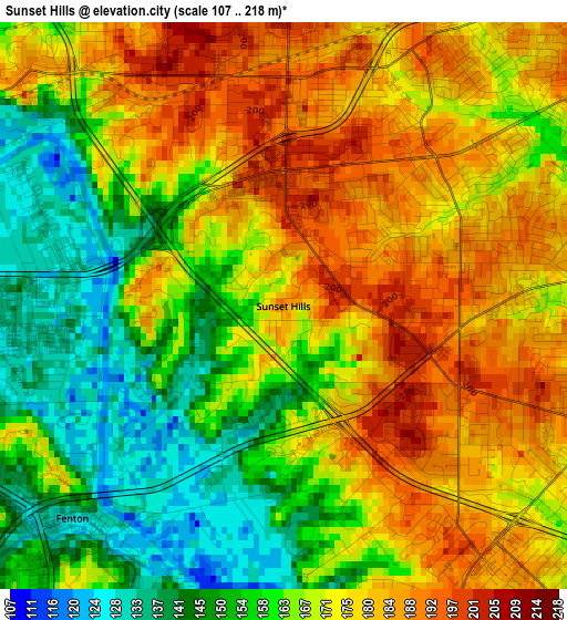 Sunset Hills elevation map