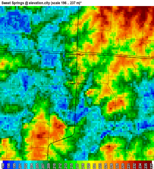 Sweet Springs elevation map