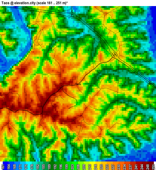 Taos elevation map