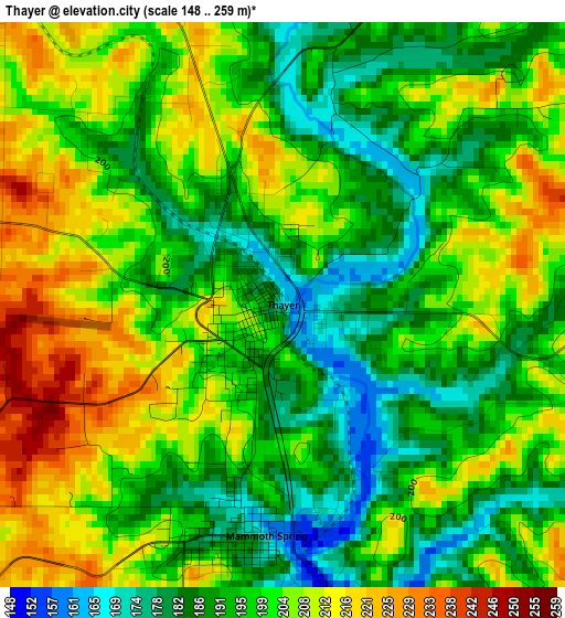 Thayer elevation map