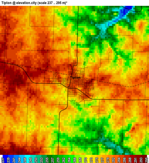 Tipton elevation map